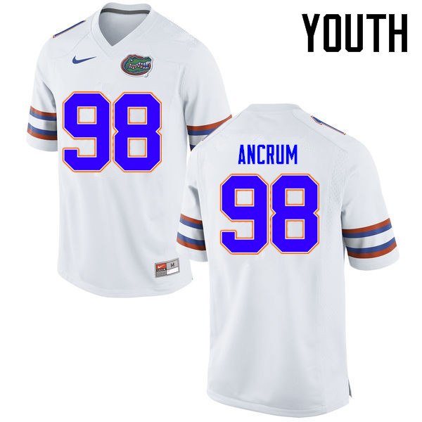 Youth Florida Gators #98 Luke Ancrum College Football Jerseys Sale-White
